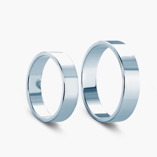 Obrączki ślubne: białe złoto, płaskie, 6 mm